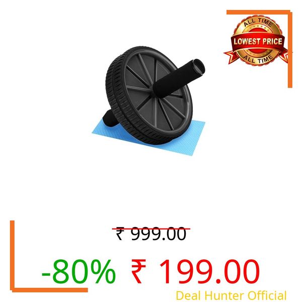Instafit AB Roller Wheel for Men and Women for Abdominal Exercise Core Workouts with Knee Mat (Multicolor) (Black)