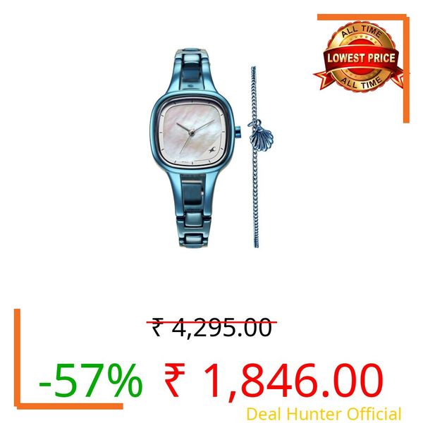 Fastrack Pulse Quartz Analog Mother of Pearl Dial Blue Metal Strap Watch for Girls - NT6147QM01F