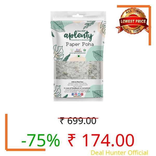 Aplenty Paper Thin Poha 400g Hubballi Avalakki White Flattened Rice Atukulu Chidwa Flakes Healthy Easy Digestible Iron Rich Energy Breakfast