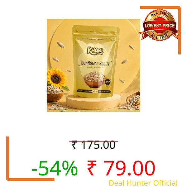 Khari Foods Premium Sunflower Seeds, High Fibre Seeds for Eating, Energy Healthy Snacking, Preservative Free, 200g