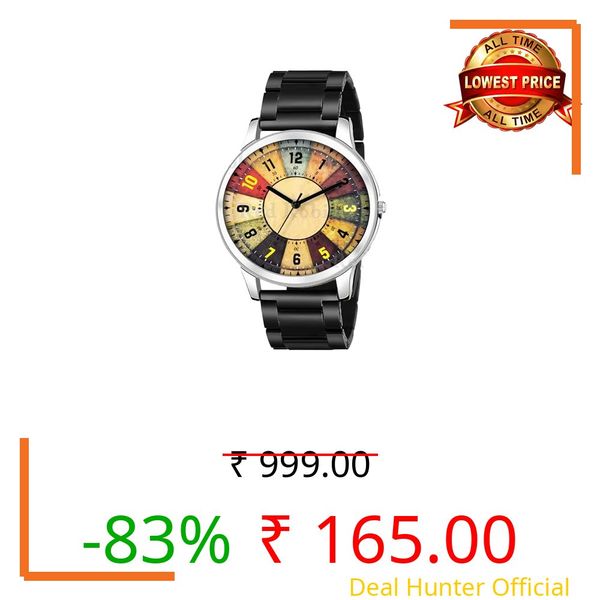 Talgo Analog Vintage Design Multicolour Dial Stylish Black Silicone Strap Wrist Watch for Men and Boys, Pack of 1 - Vintage-NEWAVO-SIL-CDBLK