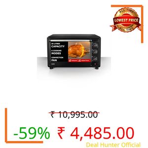 Glen Multi-Function OTG for Kitchen 35 Litre, 2100W, Oven Toaster Griller with 6 Heating Modes, Rotisserie, Convection Fan, Temp. Control, Bake, Grill & Toast,Oven for Baking - Black (SA5035BLRC)