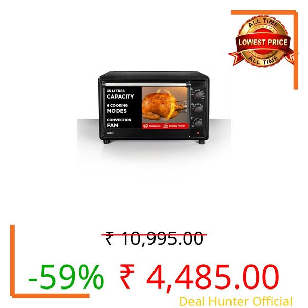 Glen Multi-Function OTG for Kitchen 35 Litre, 2100W, Oven Toaster Griller with 6 Heating Modes, Rotisserie, Convection Fan, Temp. Control, Bake, Grill & Toast,Oven for Baking - Black (SA5035BLRC)