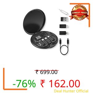 Thriftkart Multi USB Adapter Case | All in One 60W Fast Charging Travel CableSet | USB C to Converter Kit | Micro Type C Cable for Data Transfer | Card Storage & Sim Slot with Tray Ejector Pin