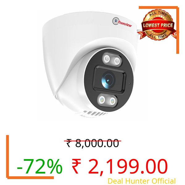 Trueview Smart Security Camera 4G 3mp CCTV Dome Camera for Home | Shop | Office | Farm | Construction Site | Sim Based Camera (4G Sim Based 3MP 1296p HD with 4 IR LED)