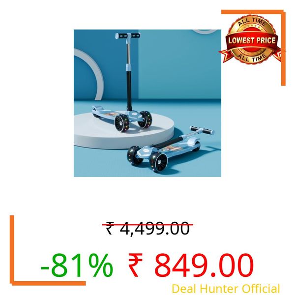Lifelong Foldable Kids Kick Scooter with LED Wheels & Adjustable Height - Capacity 50kg- for Baby 3+ Year Old boy & Girl - Skate, Blue