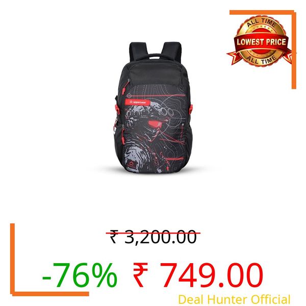 uppercase 31L Pixel 04 Laptop Backpack | School Bag | Triple Compartment | Quick-Access Pocket | Well-Padded Bag | Side Compression Strap | Trolley Sleeve |For Unisex | 750 Days Warranty (Black)