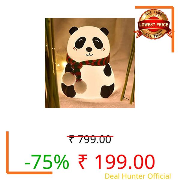 Desidiya® Panda Touch Silicone Lamp Rechargeable Multicolor Night Light for Kids, Girls & Boys | Cute Close-Eye Panda Design | Bedside Room Decor