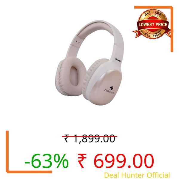 ZEBRONICS Thunder Pro Wireless Over Ear Headphone with Dual Pairing, Gaming Mode, Enc, Bluetooth, Call Function, Aux, Micro Sd, Voice Assistant, Deep Bass, Up to 60H Backup (Olive Green) (Beige)