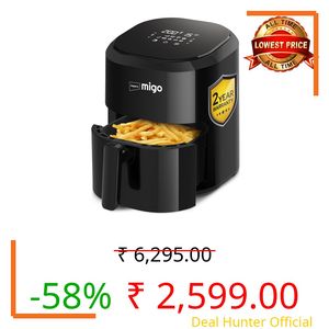Impex Digital Air Fryer 10 in 1 | 1200 W Oil-free Cooking | 4.5 L Instant Electric Air Fryer for Home Auto Cut Off, Fry, Grill, Roast, Steam, and Bake | 2 Years Warranty