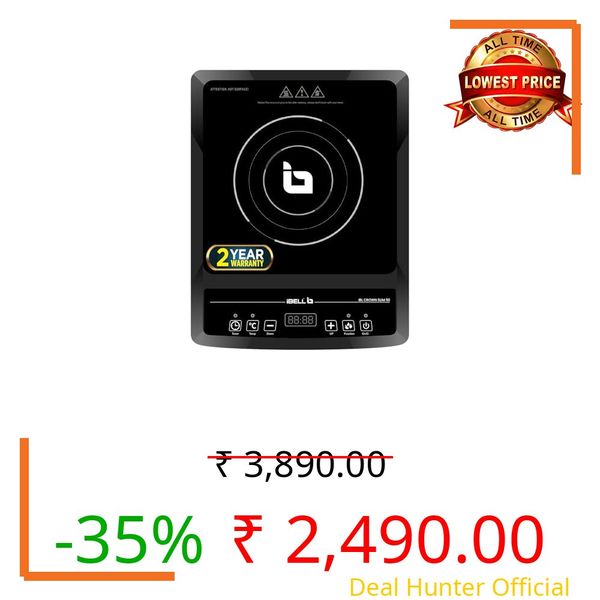iBELL SLIM50 2000W Induction Cooktop with LED Display, BIS Certified, Auto Shut-Off, Overheat Protection, 2-Year Warranty (Black)