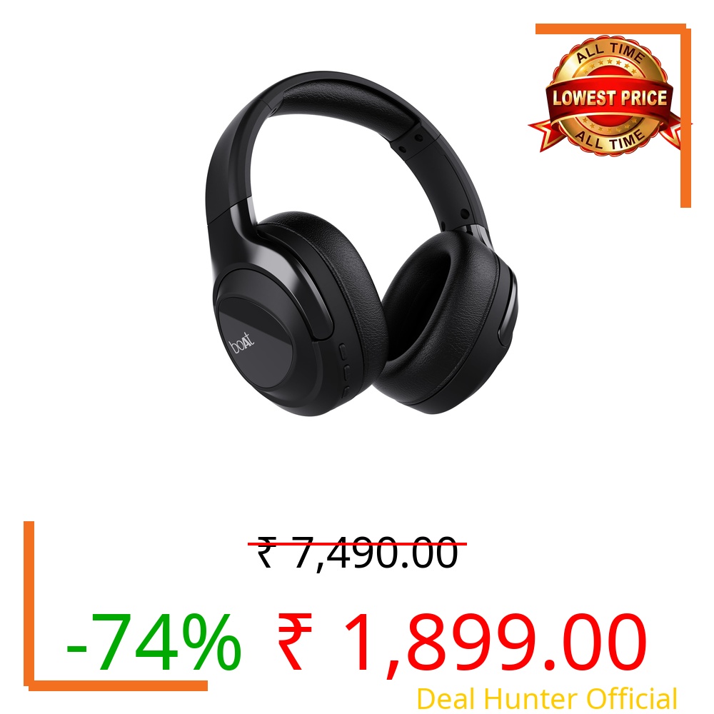 Boat Nirvana Eutopia Bluetooth Over Ear Headphones with Head Tracking Function, Spatial Audio,20 HRS Playtime, Enx™ Tech, ASAP™ Charge, Hearables App(Android & iOS Compatible)(Primia Black)