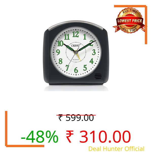 Ajanta Orpat Time Piece Snooze Buzzer Alarm Clock with Light Function (Plastic_105X100X50mm) (T.Grey)
