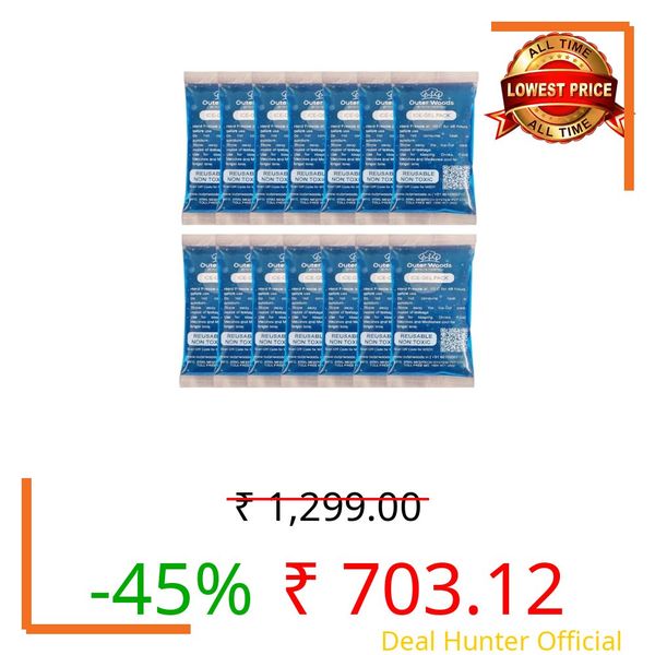 Outer Woods Ice Gel Pack Set Long-Lasting Cooling Compact Size Keeps Food, Drinks, Medicines & Vaccines Cold Ideal for Pain Relief & Cold Therapy Travel-Friendly & Reusable (Cold Pack, 14)