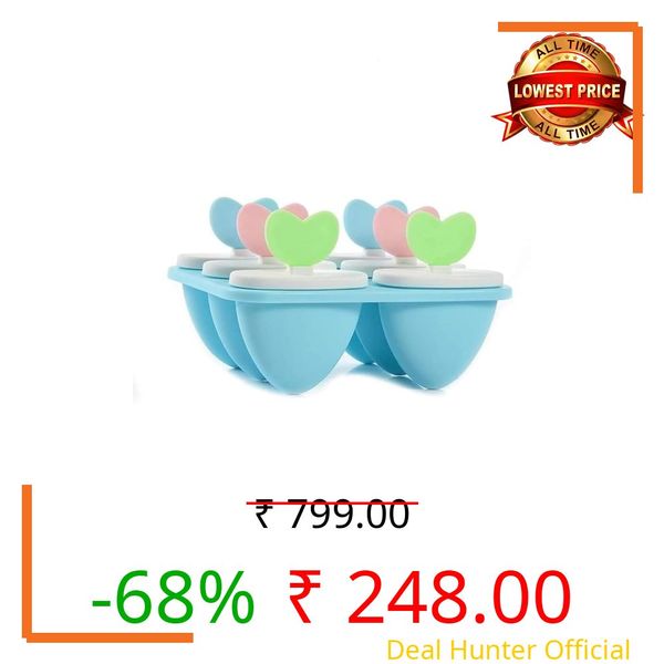 GRANTH ENTERPRISE Ice Pop Makers Popsicle Ice Cream Moulds Tray Kulfi Candy Ice Lolly Mold for Children (Heart Candy) Plastic, 15 x 11 x 10 Centimeters