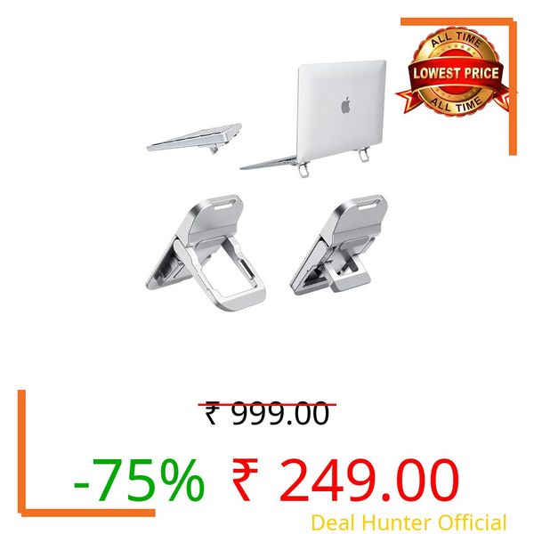 smashtronics Premium Metal Laptop Stand - Foldable, Height Adjustable Laptop Dual Height kick Stand (Kickstand Silver)