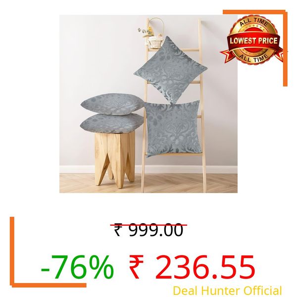 IVAZA Decorative Cushion Covers, Solid Sofa Cushion, Soft Velvet Cushion Case, Square Accent Cushion Covers for Sofa,Couch Bed Chair,Cushion Cover Set of 4(16X16) Grey