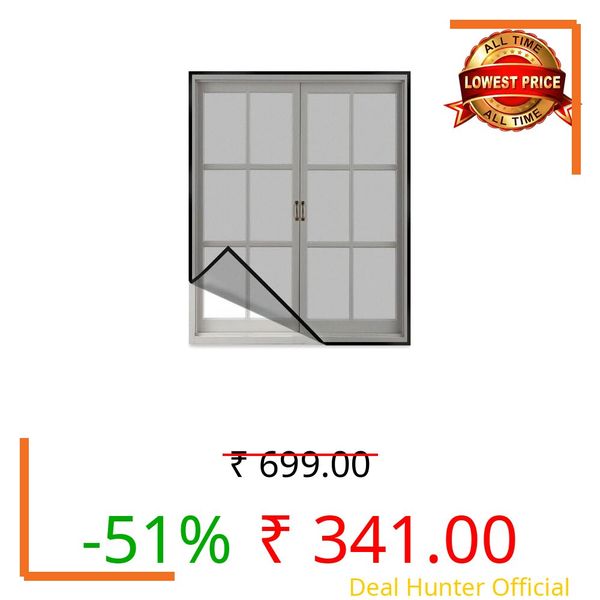 ARKA Fiberglass Pre-Stitched Mosquito Net for Windows | Airson Fiber Mesh with Adhesive Hook Tape ISHI, Width 2.5 cm (Color-Grey, 85×86 cm)