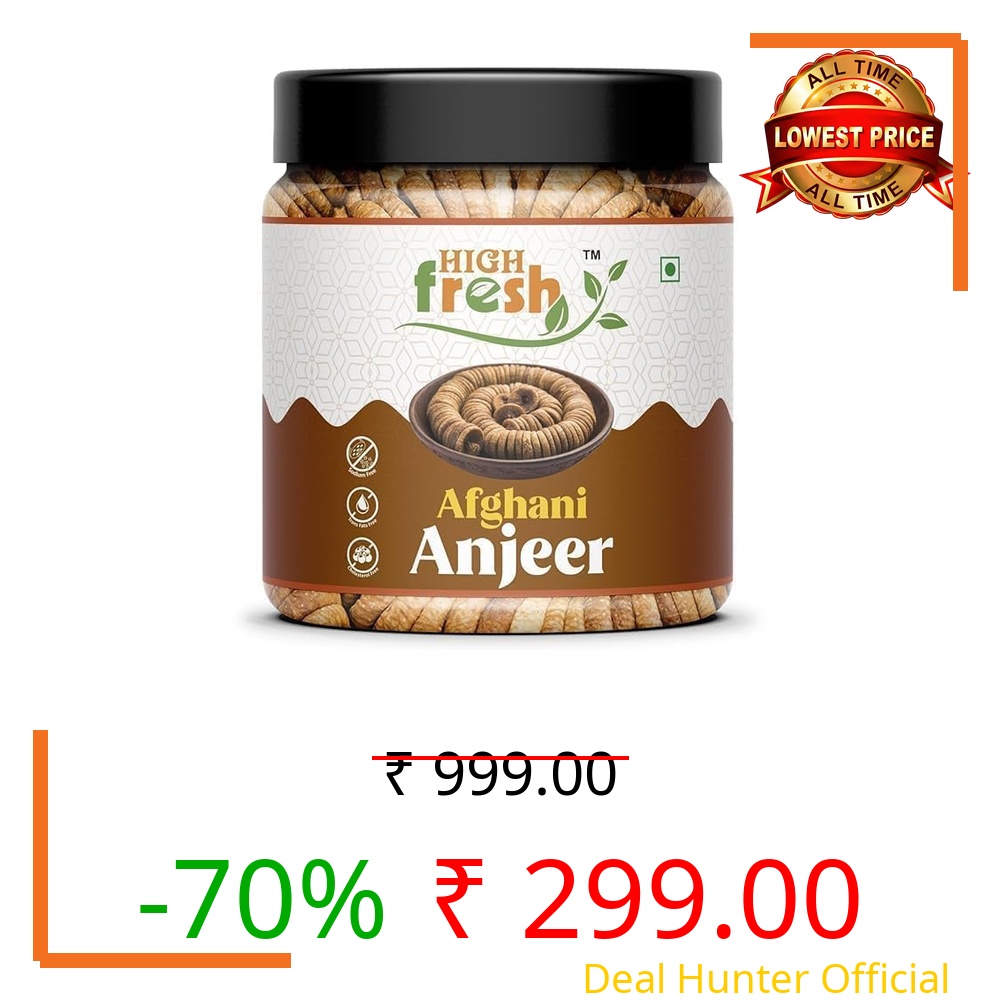 HighFresh Afghani Anjeer-500g | dry fruits | Dried Figs Anjir | Dried figs |Rich Source of Fibre Calcium & Iron ()