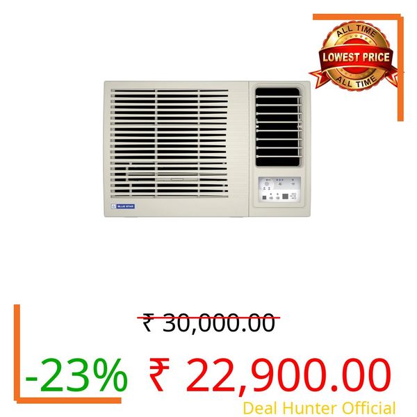 Blue Star 0.8 Ton 3 Star Fixed Speed Window AC (Copper, Turbo Cool, Fan Modes-Auto/High/Medium/Low, Hydrophilic Blue Fins, Dust Filters, Self-Diagnosis, WFD309L, White)