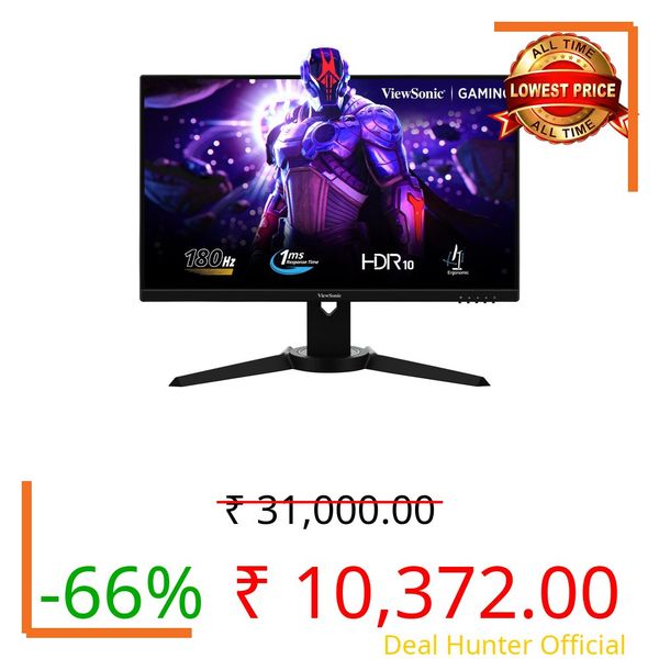 ViewSonic XG2709 60.96 Cm 27 Inch FHD IPS Gaming Monitor with 180Hz, 1Ms, Height Adjustment, AMD Free Sync, Srgb104%, HDR10, Bezelless, Eye Care, Wall Mount, Game Mode, HDMI, DP, VGA.