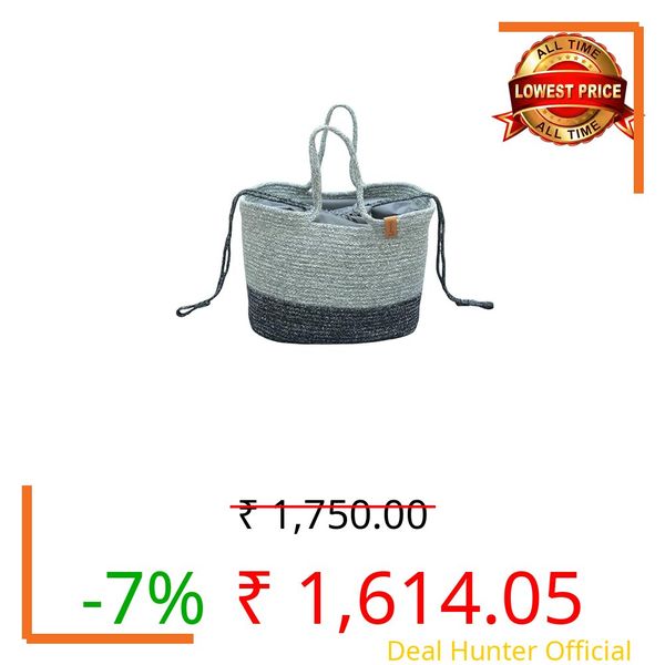 SAPROSE® Polypropylene Rectangle Tiffin Basket for Office with Cover Carry Bag, Storage & Picnic Basket, Lunch Bag, Handbag for Lunch Box and Water Bottle (33 x 23 x 23 cm)
