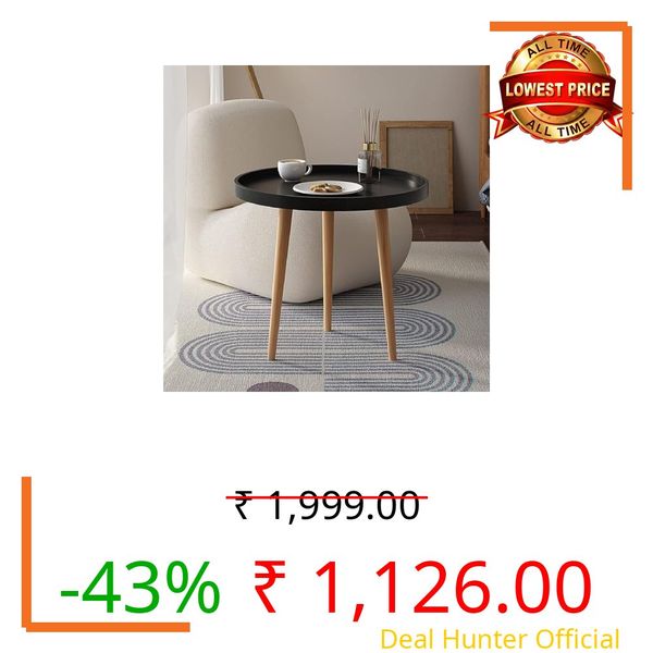 FURNIFOX Small Round Coffee Table, Modern Side Table with 3 Stable Legs, Multifunctional Sofa Side Table for Balcony Office (Black)