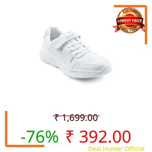 Liberty Leap7x SCHLPRO-3 Uniform School Shoes for Kids with EVA Sole | PU Upper Quick-Wear Velcro Closure | Stylish & Lightweight | Comfortable Footbed | Memory Foam Insole (White - 1 UK)