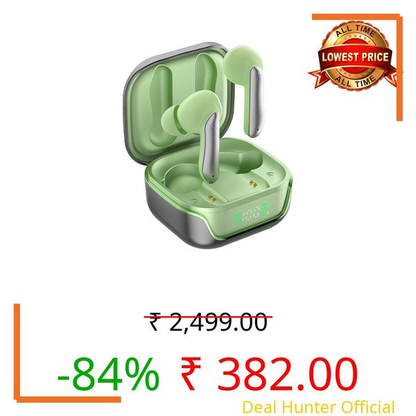 amazon basics TWS in-Ear Earbuds (AB-T01A) with Fast Charging up to 50 Hours of Playtime | Dual 10mm Driver | IPX4 Water-Resistance | Bluetooth 5.3 | Charging Case with Mic | Touch Control (Mint)