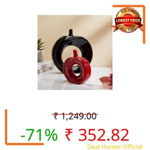 Amazon Basics Beautiful Apple Shape Ceramic Home Decor Showpiece (Pack of 2, Black & Red)