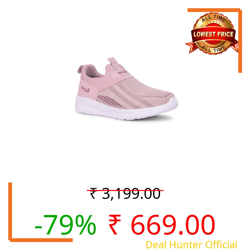 Liberty LEAP7X BOSTER-L2E Sports Shoes for Women with Knitted Upper | EVA Sole, Slip-on Style| Memory Foam Insole | Comfortable Footbed | Walking, Gym & Outdoor Wear-3 UK (36 EU-Peach)