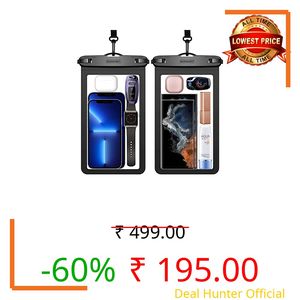 XL Large Waterproof Cell Phone Pouch 2 Pack - Underwater Clear Phone Holder Protector - Universal Water Proof Dry Bag Case with Neck Lanyard for iPhone, Samsung Galaxy, Beach, Swimming Pool