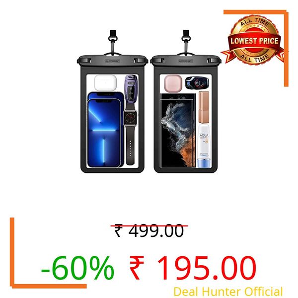 XL Large Waterproof Cell Phone Pouch 2 Pack - Underwater Clear Phone Holder Protector - Universal Water Proof Dry Bag Case with Neck Lanyard for iPhone, Samsung Galaxy, Beach, Swimming Pool