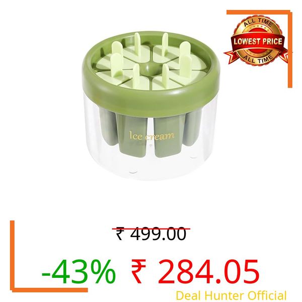 SENTAVIL Plastic Round 8 Pcs Ice Mould Bpa-Free, Reusable Homemade Popsicle Candy Molds Boxes Easy Release (1 Pc, Multi Color), 13L x11H Cm