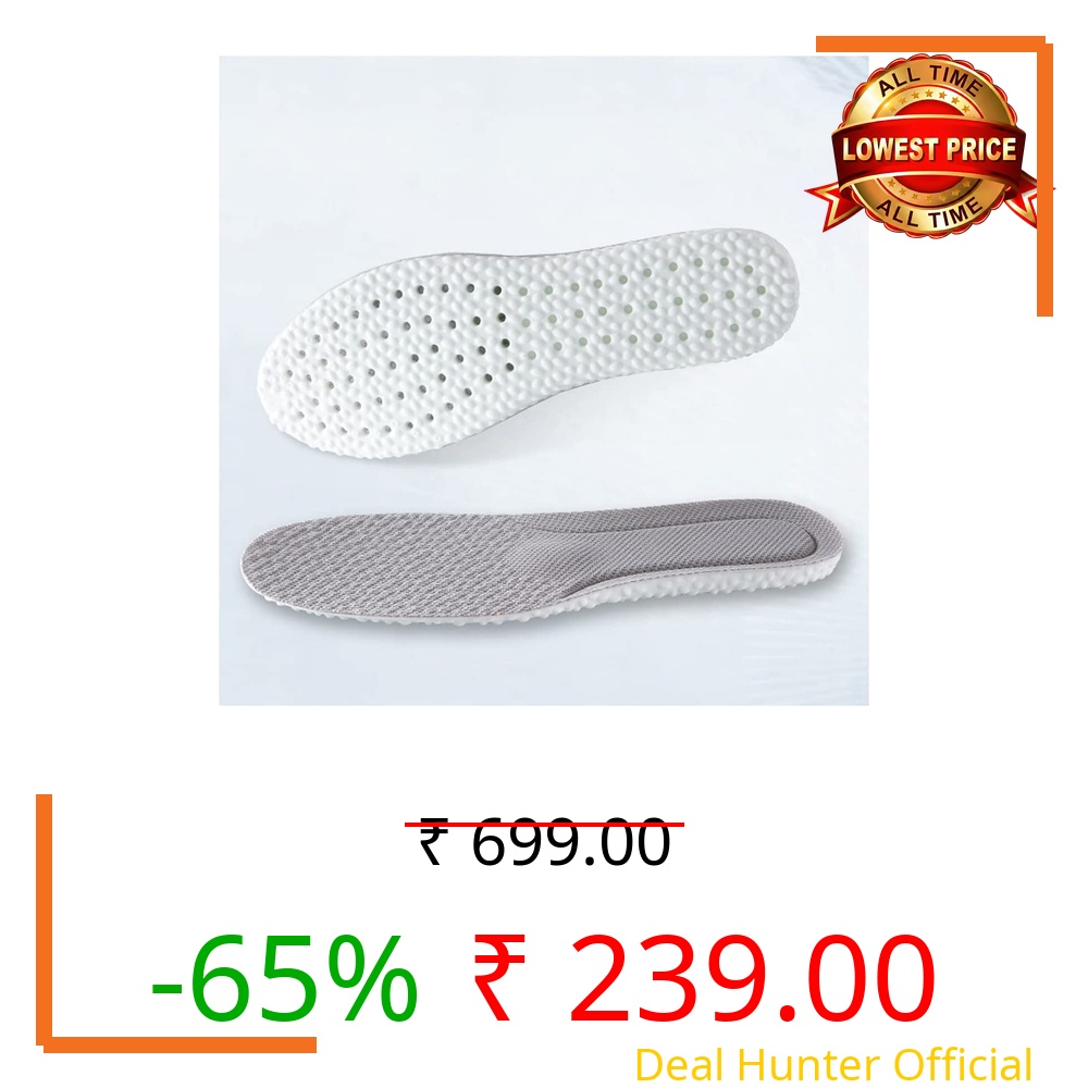 DORMICO Insoles for Men and Women, Shock Absorption Cushioning Sports Comfort Inserts, Breathable Antibacterial Shoe Inner Soles for Running Walking Hiking Working (43-45, Grey)