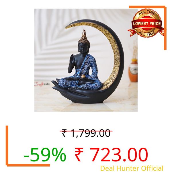 eCraftIndia Multicolor Resin Blessing Buddha Statue with Palm Chand | Lord Buddha Statue for Home Decor Living Room Office | Buddha Showpiece | Buddha Idol Gift for Diwali Buddha Purnima Birthday