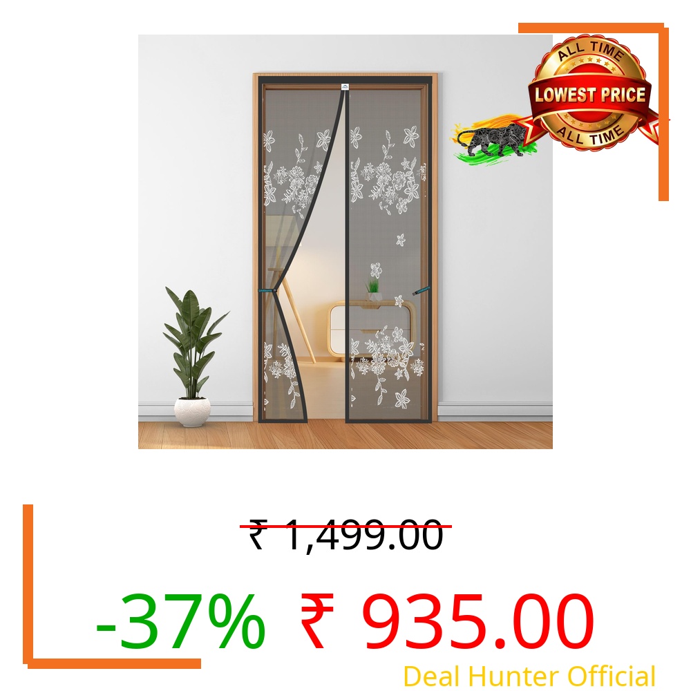 LifeKrafts Polyester Door Mosquito Net with Magnets |Mosquito Curtain for All Door Types and Sizes | Auto Close Insect Screen | (Size 200 * 70cm,Jacquard Grey Color)