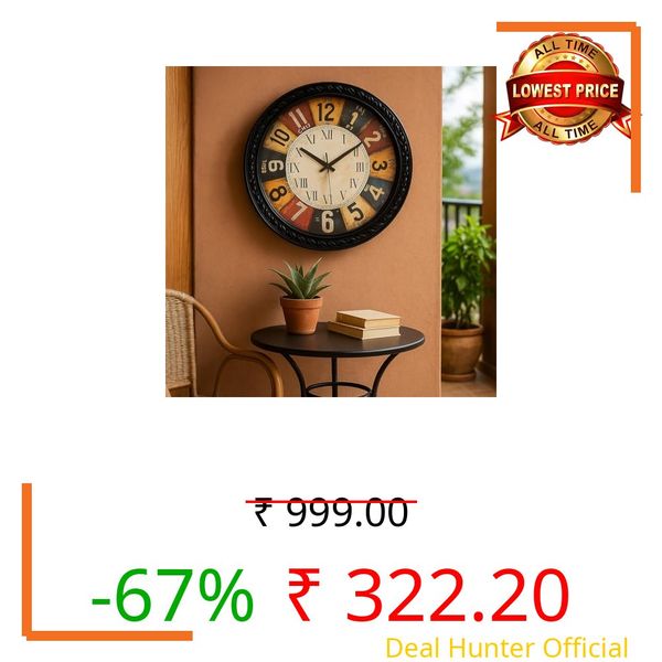 Xtore Modern Versatile Minimal Wall Clock | Stylish Timepiece | Beautiful Round Dial | for Home, Office - Black