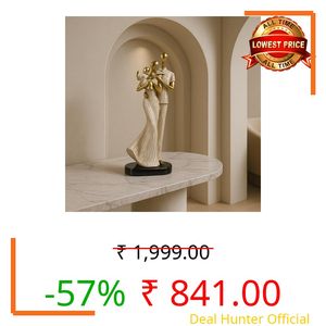 Xtore Stylish Loving Couple Resin Romantic Figurine Statue for Home Decor (Pack of 1, Golden Brown)