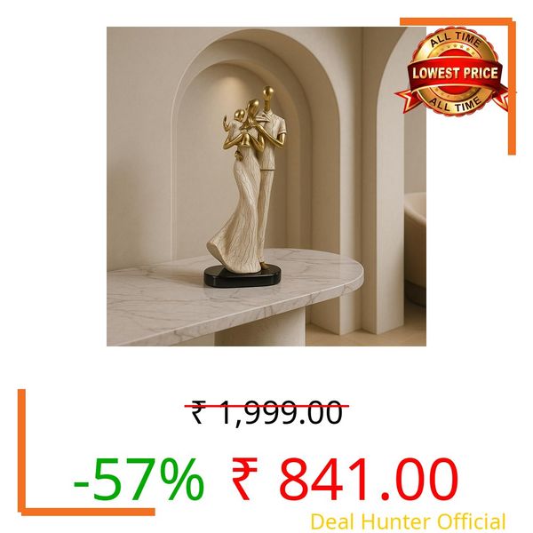 Xtore Stylish Loving Couple Resin Romantic Figurine Statue for Home Decor (Pack of 1, Golden Brown)