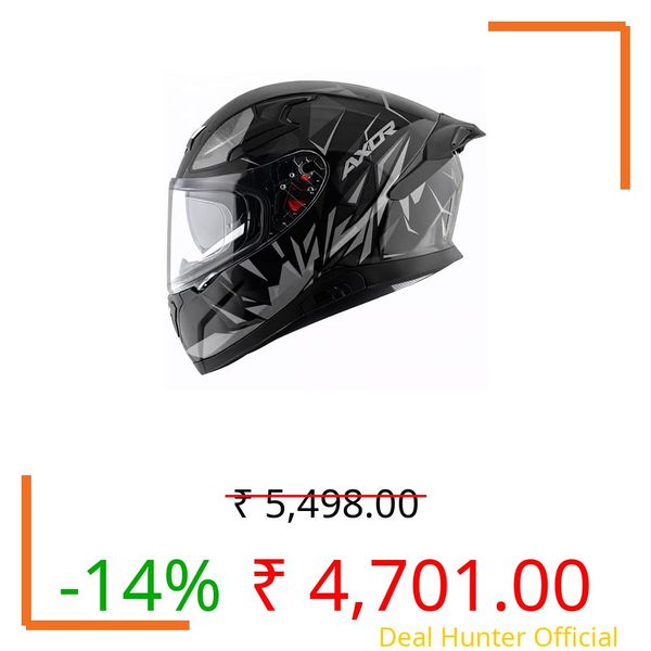 Axor Apex Hunter ISI ECE DOT Certified Full Face Dual Visor Helmet for Men and Women with Pinlock Fitted Outer Clear Inner Smoke Sun Black Grey Helmet-M