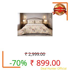 Skyla Double Bed Super King Size Bedsheet with 2 Pillow Covers|Bedsheet 108 x 108 Inch| 400 TC King Size Cotton Floral Bed Sheet Breathable|Super Soft Printed Bedsheet(Saffron & Teal)