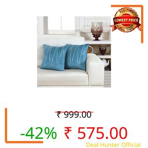 Amazon Brand – Umi Velvet Cushion Covers 18 x 18 Inch Set of 2, Teal Decorative Throw Pillow Covers with Golden Vertical Stripe Design, Square Sofa Cushion Covers for Living Room, Bedroom & Home Decor
