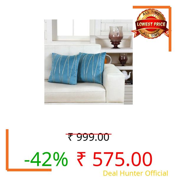 Amazon Brand – Umi Velvet Cushion Covers 18 x 18 Inch Set of 2, Teal Decorative Throw Pillow Covers with Golden Vertical Stripe Design, Square Sofa Cushion Covers for Living Room, Bedroom & Home Decor
