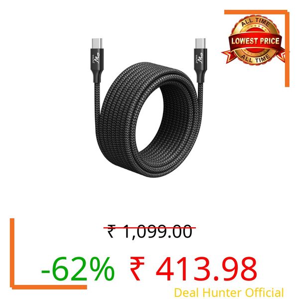 Wayona Type C to Type C 65W/3.25A Fast Charging 3M/10ft Long Braided USB C to C Cable Compatible with iPhone 15 Series,Samsung Galaxy S25 Ultra,S24/S23/S22/S21/S20, iPad, Macbook Air/Pro (3M, Black)