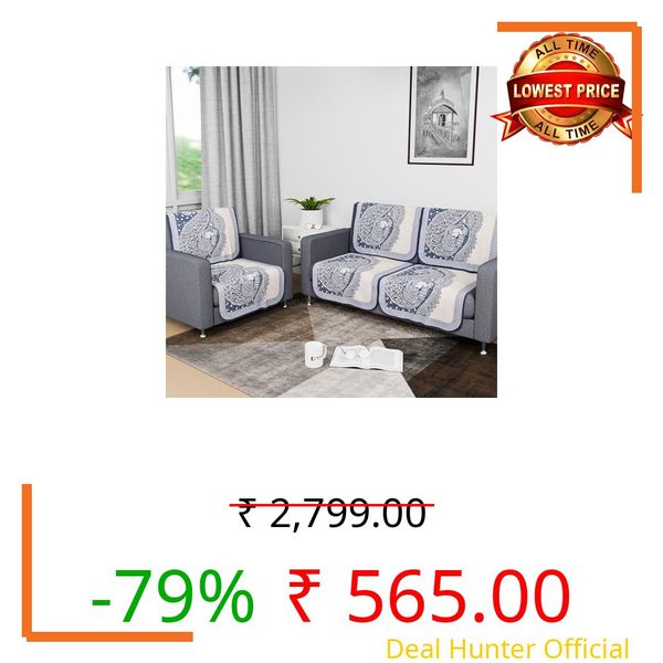 Kuber Industries Sofa Cover | Net 2+1 Seater Sofa Slip Cover Set | Couch Sofa Cover Set | Sofa Cover for Home | Sofa Slipcover Set | Sofa Cover for Living Room | Mor Digital-837 | Blue