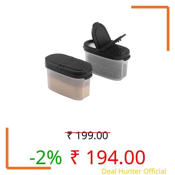 Signoraware Sprinkles N Spice Small Container with Lid (120mlx2 | Set of 2 | Black)