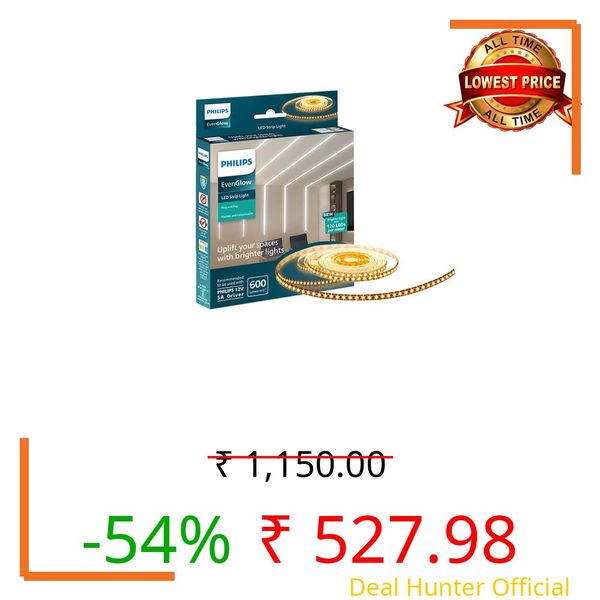 Philips LED Profile Light for Ceiling | 5-Meter 120 LED Strip Light for Home Decoration | Even Glow, Warm White | Pack of 1 (Driver Required Separately) Polycarbonate