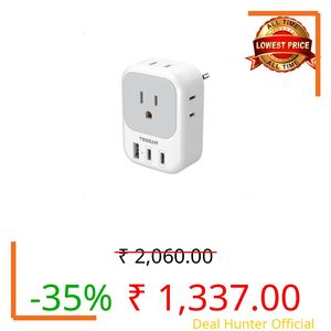 European Travel Plug Adapter 1 Pack TESSAN Universal Travel Adapter with 3 Charging Ports 1 USB Type-C + 2 USB-A Ports International Plug Adapter 150+ Countries, Compact All-in-One