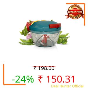 RYLAN Multipurpose Plastic Vegetable Chopper Cutter 3 Blades for Effortlessly Chopping Vegetables and Fruits for Your Kitchen, Pool Green (650 ml)